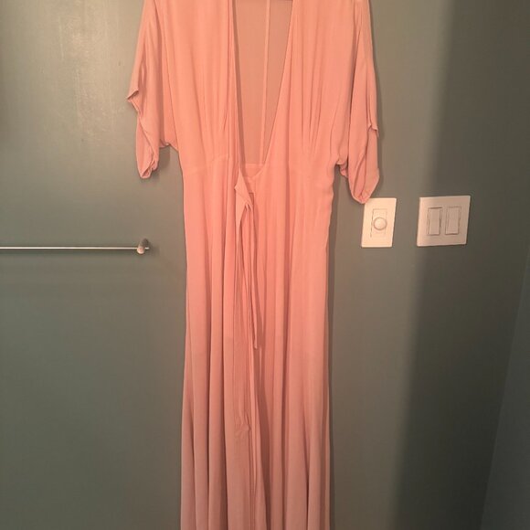 Reformation Winslow Wrap V-neck - blush wedding guest dress - Picture 7 of 9